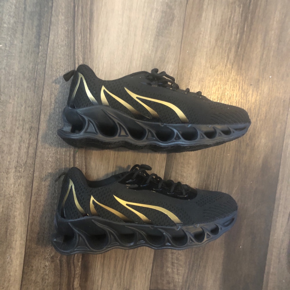 Black and Gold Athletic Shoes